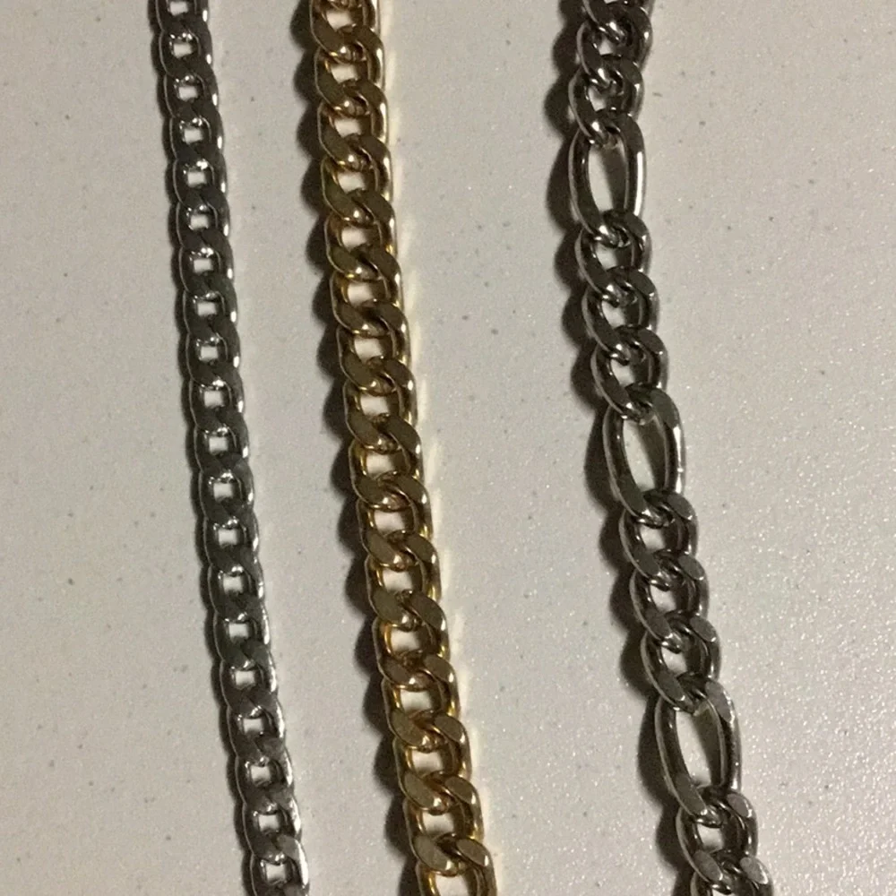 3 MIX CUBAN  LINK CHAIN  UNISEX BRACELET GOLD‎ & SILVER TONED